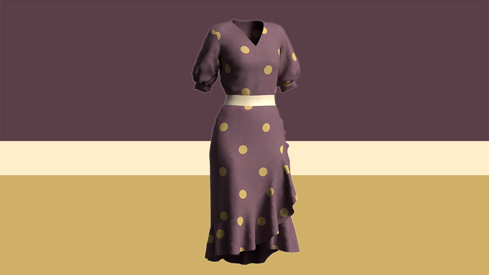 Adult cute dress in maroon and mustard colors
